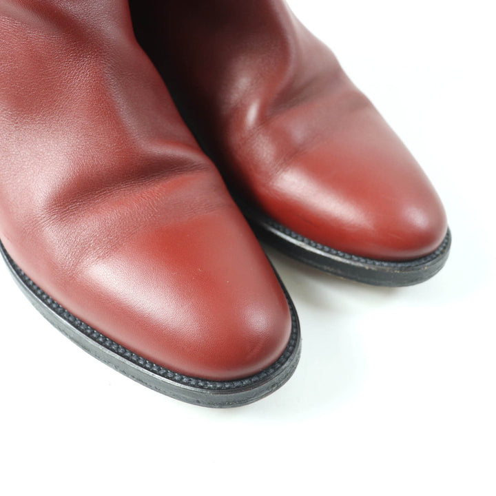 Great HERMES boots Leather Jumping Boots Long Boots Red series leather Women 37