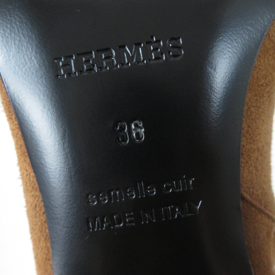 Pristine HERMES short boots Oh Mage H bangle Brown Suede leather Women 36