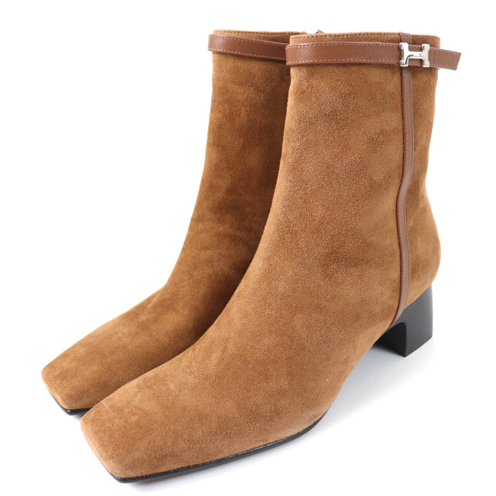 Pristine HERMES short boots Oh Mage H bangle Brown Suede leather Women 36