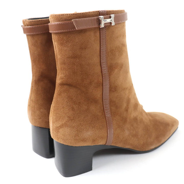 Pristine HERMES short boots Oh Mage H bangle Brown Suede leather Women 36