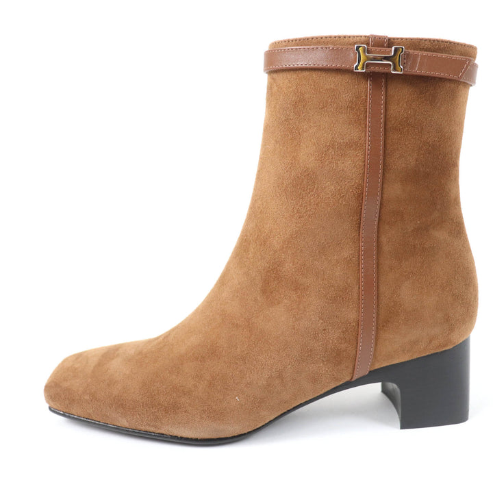 Pristine HERMES short boots Oh Mage H bangle Brown Suede leather Women 36