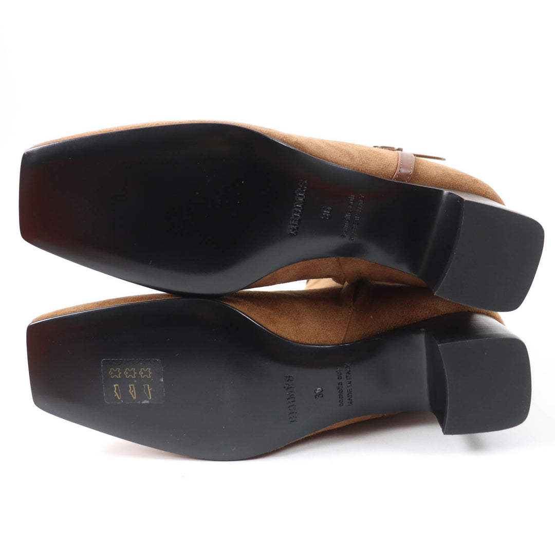 Pristine HERMES short boots Oh Mage H bangle Brown Suede leather Women 36