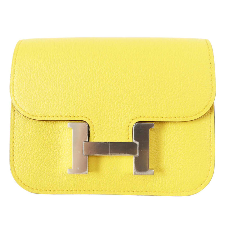 Pristine HERMES Coin case Constance Slim Verso Sun New Blue Jean Evercolor Women