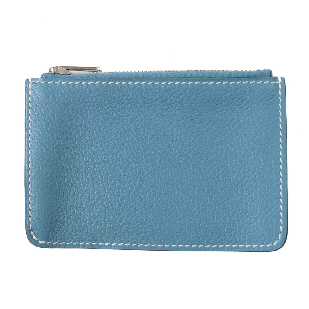 Pristine HERMES Coin case Constance Slim Verso Sun New Blue Jean Evercolor Women