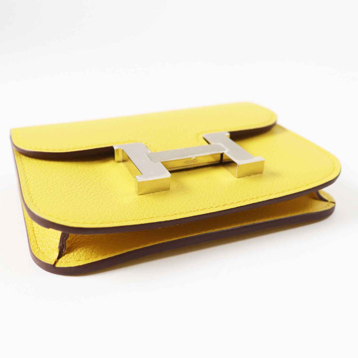 Pristine HERMES Coin case Constance Slim Verso Sun New Blue Jean Evercolor Women