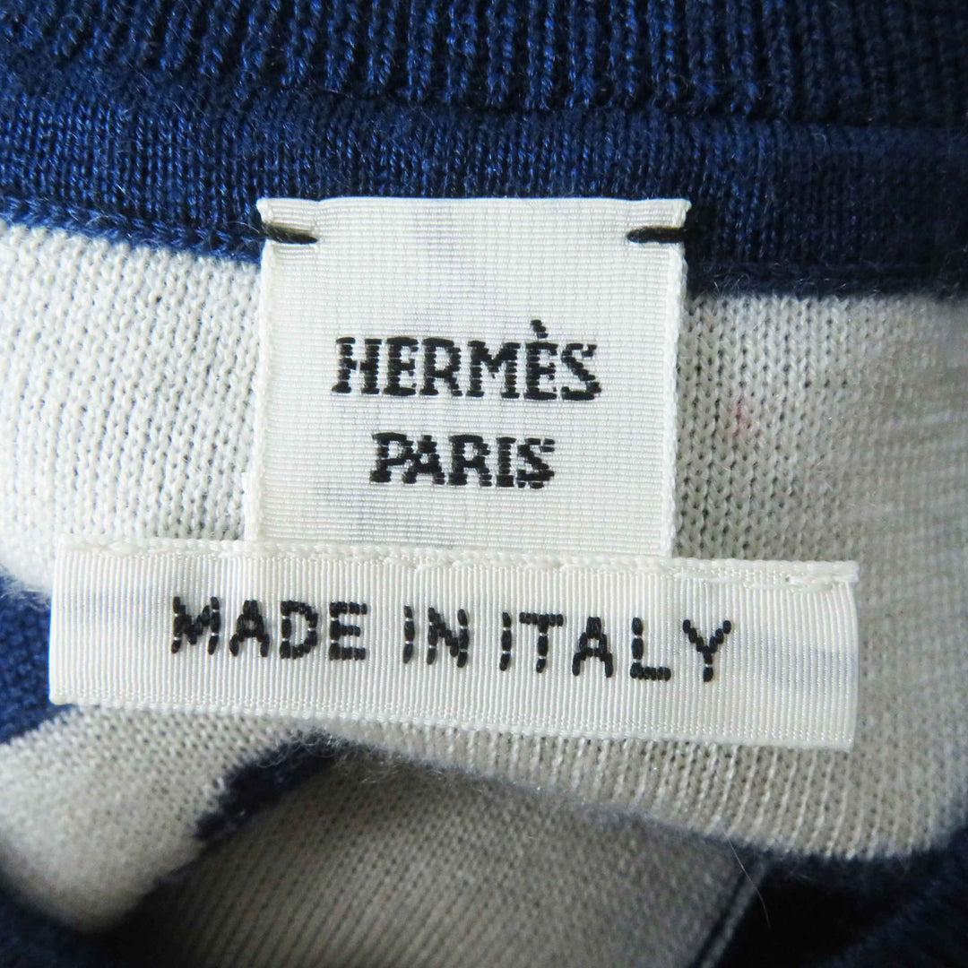 Great HERMES cardigan Long Sleeve Knit Blue Ivory Red cashmere Women 34 3E2715D4