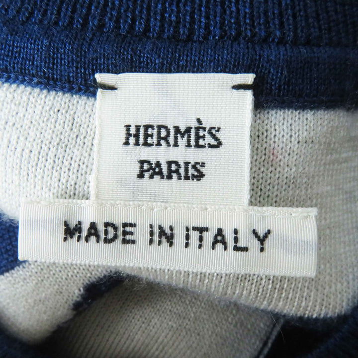 Great HERMES cardigan Long Sleeve Knit Blue Ivory Red cashmere Women 34 3E2715D4