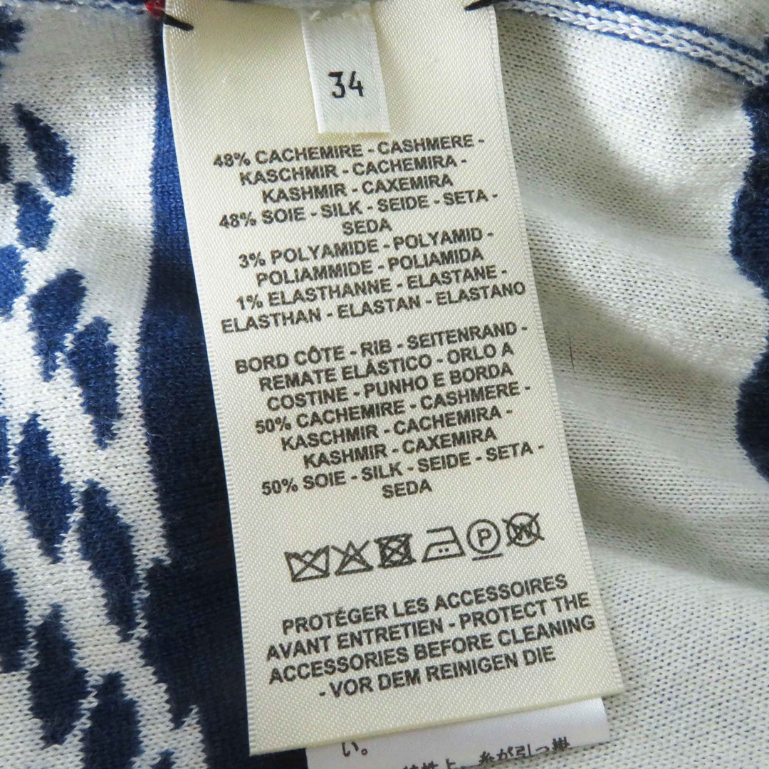 Great HERMES cardigan Long Sleeve Knit Blue Ivory Red cashmere Women 34 3E2715D4
