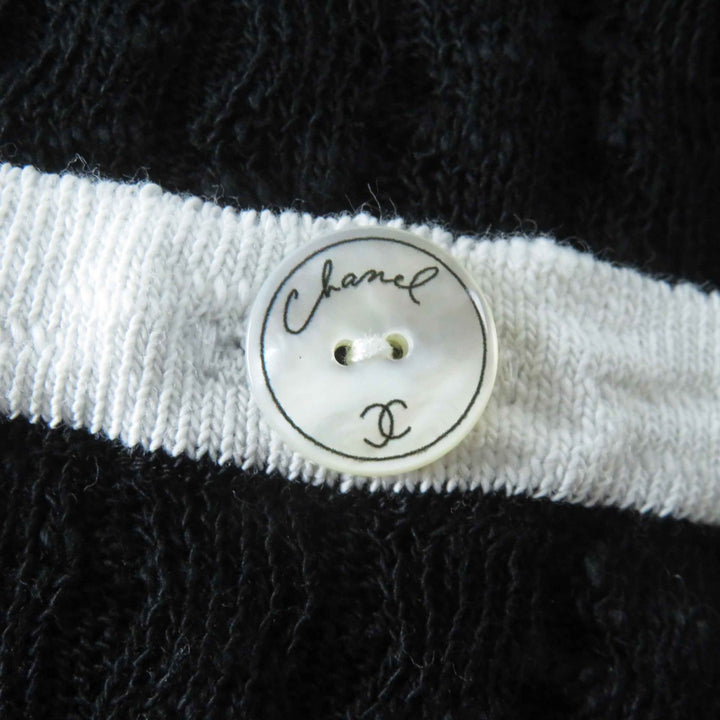 Great CHANEL one piece COCO Mark Buttoned Short Sleeve Black White Women 36