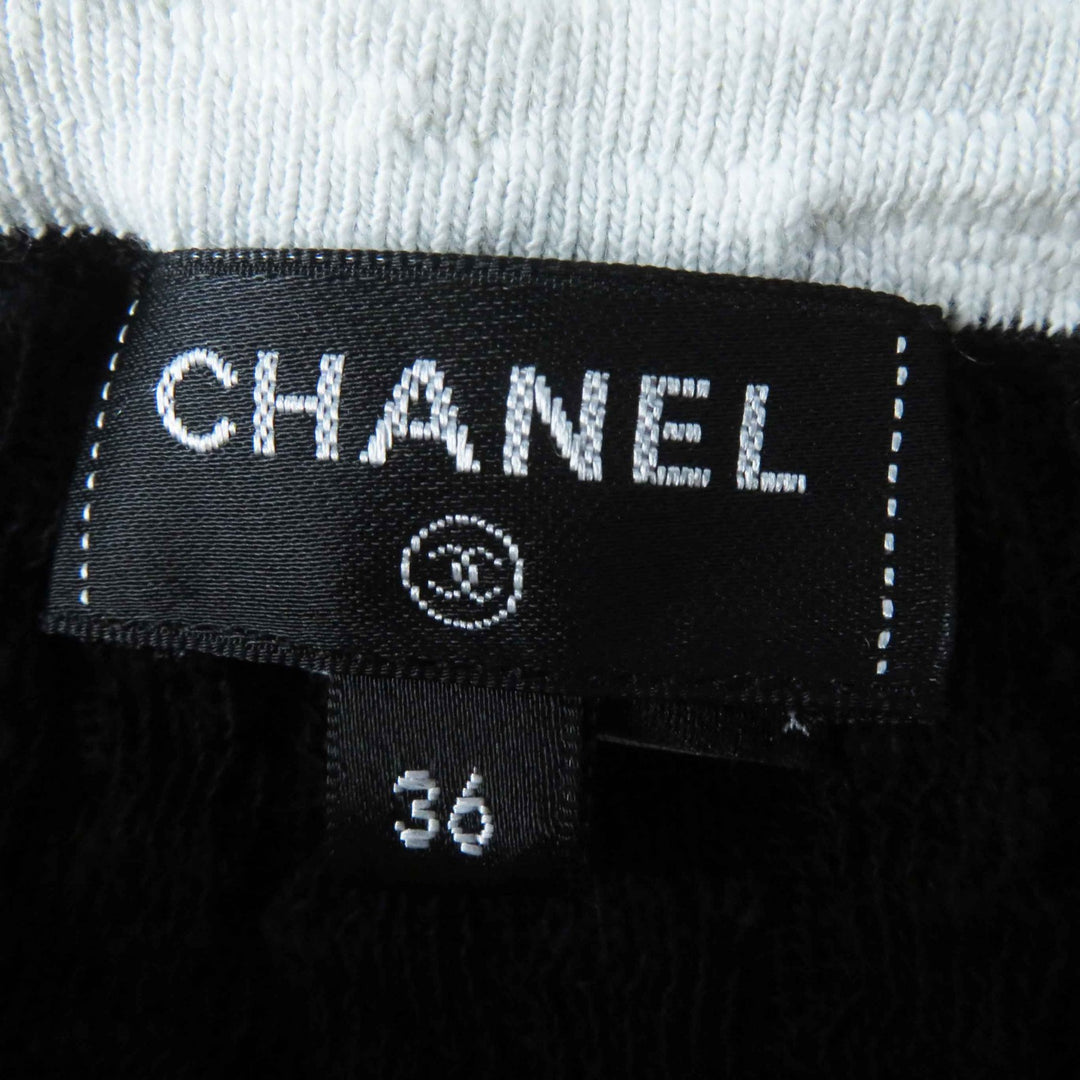 Great CHANEL one piece COCO Mark Buttoned Short Sleeve Black White Women 36
