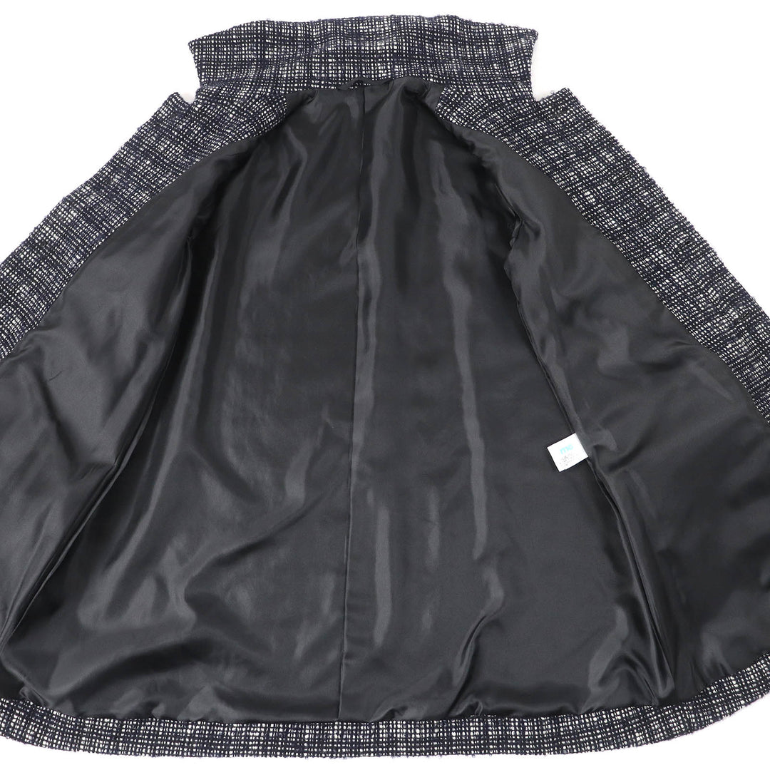 Great me ISSEY MIYAKE Jacket Logo button, concealed placket, tweed Dark navy wool Women