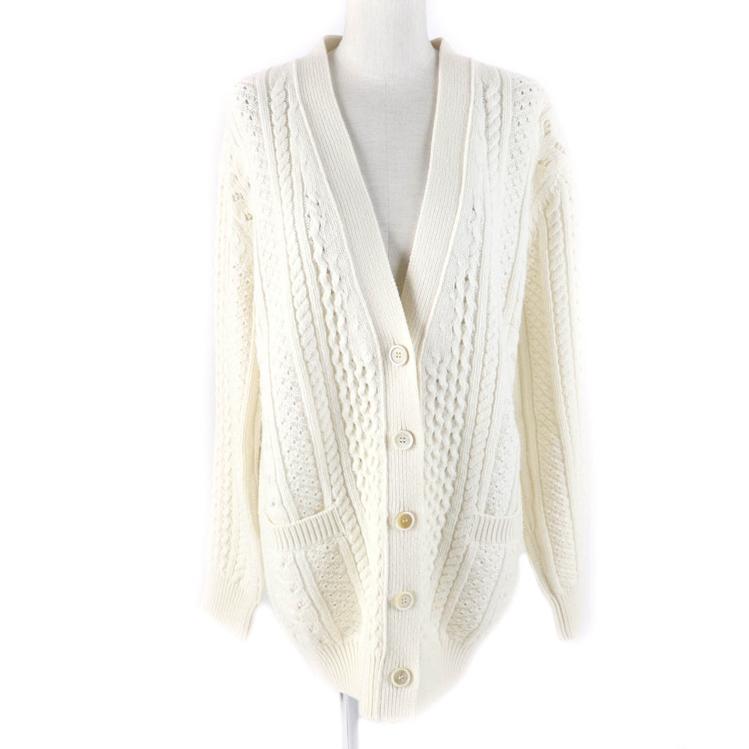 Great Chloe cardigan Cable knit long sleeves SNOW WHITE wool Women XS