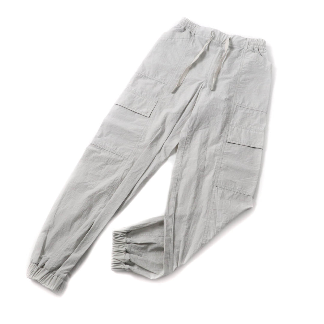 Excellent MONCLER cargo pants PANTALONE With logo patch Light gray cotton Women