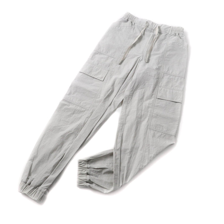 Excellent MONCLER cargo pants PANTALONE With logo patch Light gray cotton Women