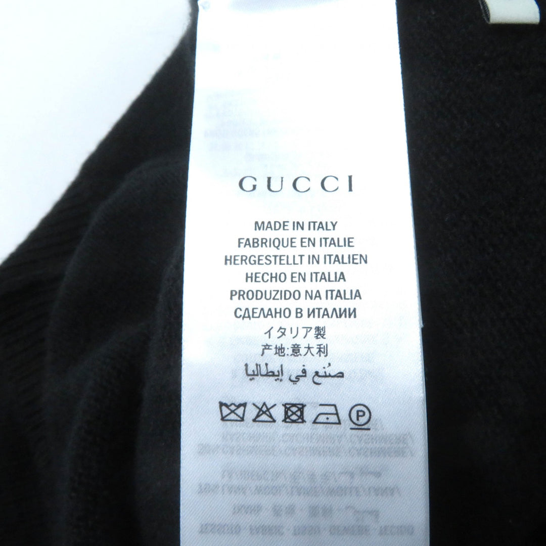 Great GUCCI cardigan Corsage and logo button V-neck long sleeves black Women L 526719