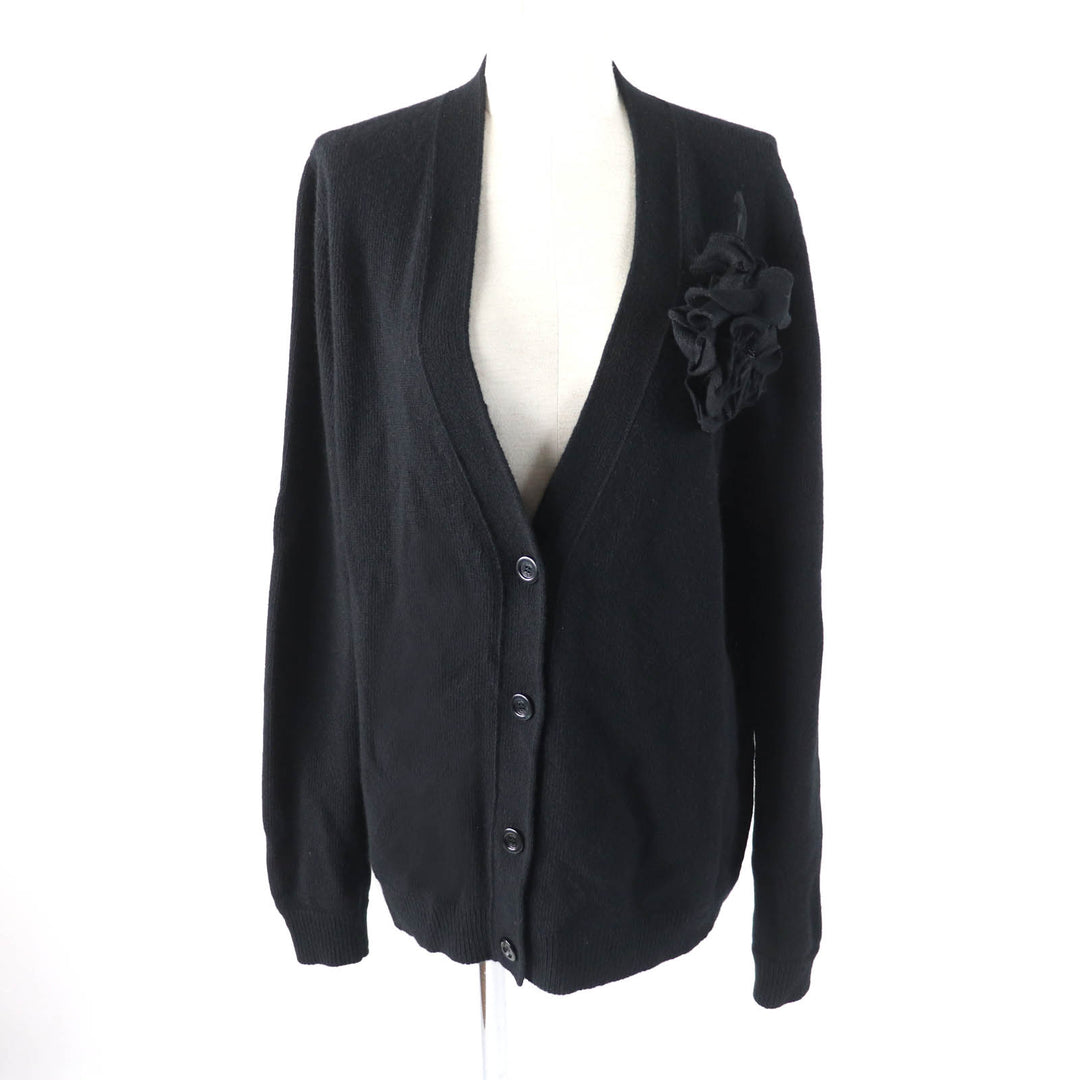 Great GUCCI cardigan Corsage and logo button V-neck long sleeves black Women L