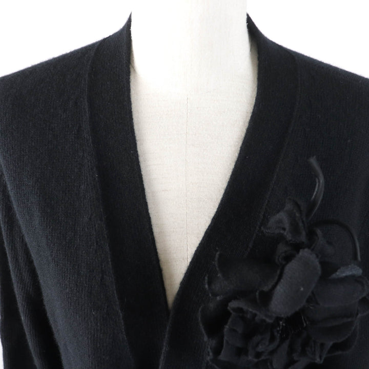 Great GUCCI cardigan Corsage and logo button V-neck long sleeves black Women L 526719