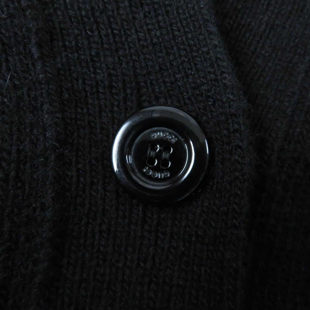 Great GUCCI cardigan Corsage and logo button V-neck long sleeves black Women L
