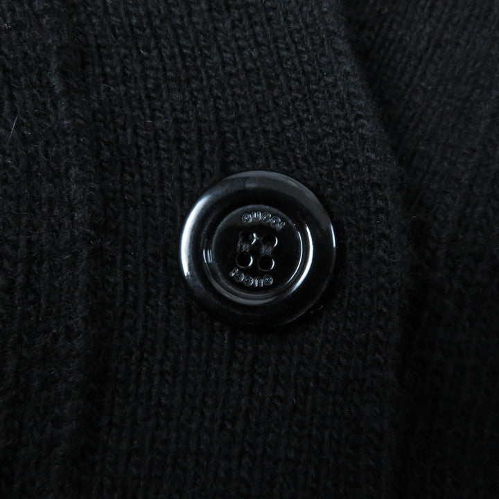 Great GUCCI cardigan Corsage and logo button V-neck long sleeves black Women L