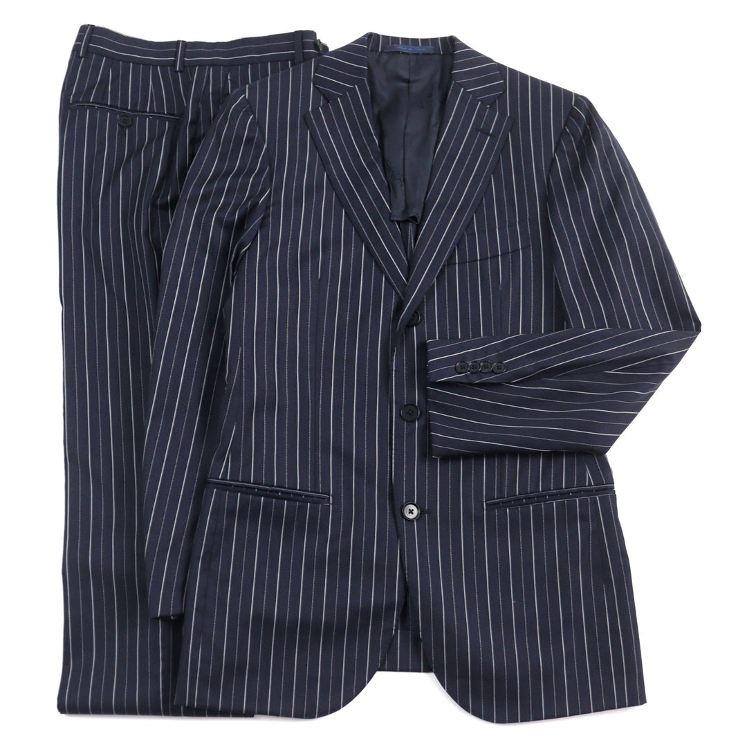 Great ISAIA suit Super 120s fabric used Stripe Pattern Single Navy wool mens 42