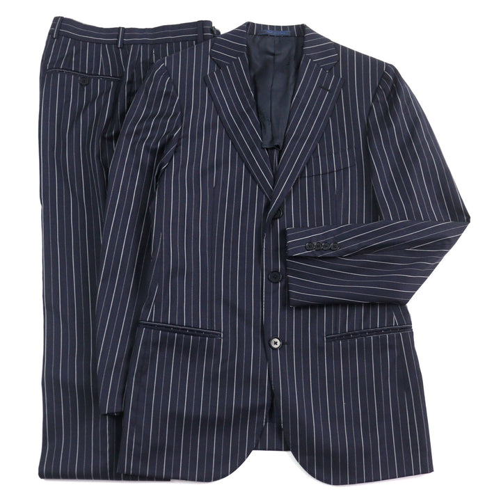 Great ISAIA suit Super 120s fabric used Stripe Pattern Single Navy wool mens 42