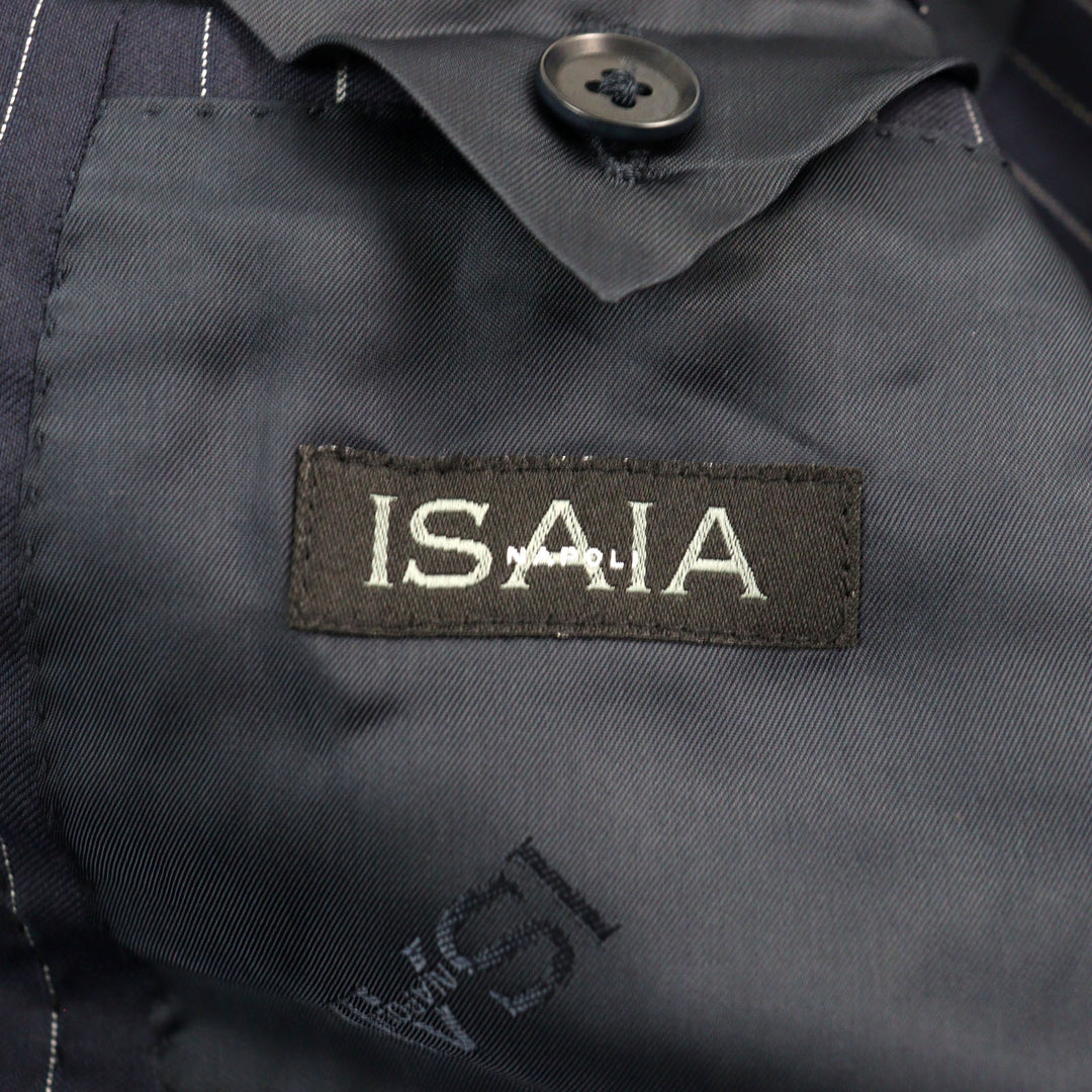 Great ISAIA suit Super 120s fabric used Stripe Pattern Single Navy wool mens 42
