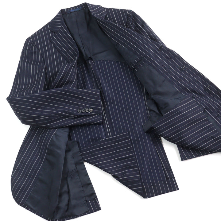 Great ISAIA suit Super 120s fabric used Stripe Pattern Single Navy wool mens 42