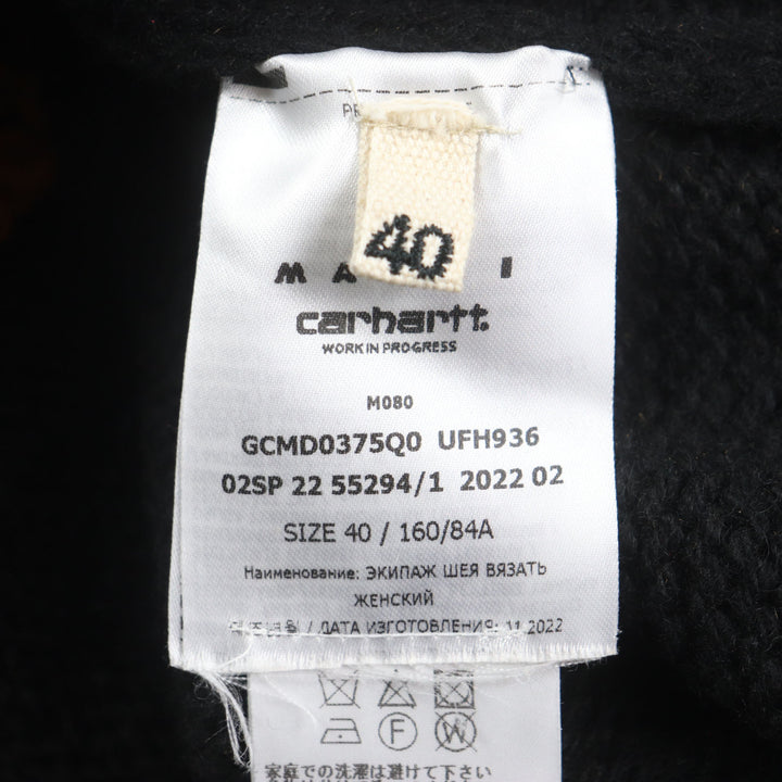 Excellent MARNI×CARHARTT sweater Logo jacquard knit Black brown wool mens 40 GCMD0375Q0