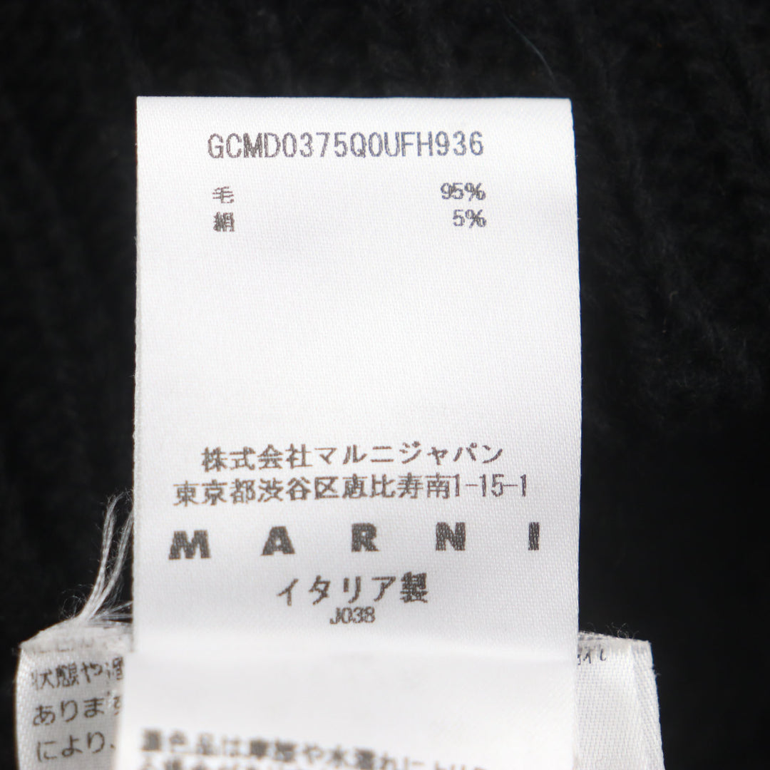 Excellent MARNI×CARHARTT sweater Logo jacquard knit Black brown wool mens 40 GCMD0375Q0