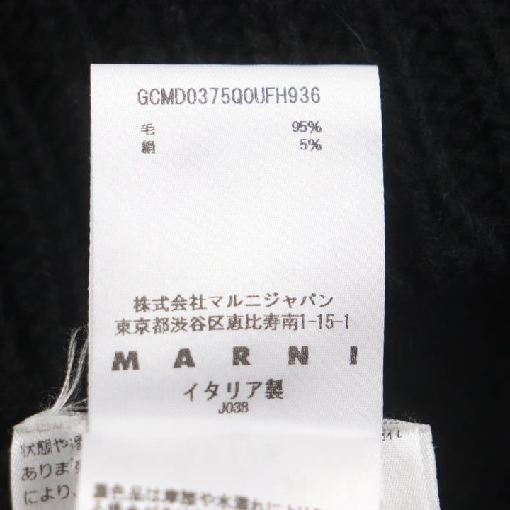 Excellent MARNI×CARHARTT sweater Logo jacquard knit Black brown wool mens 40 GCMD0375Q0