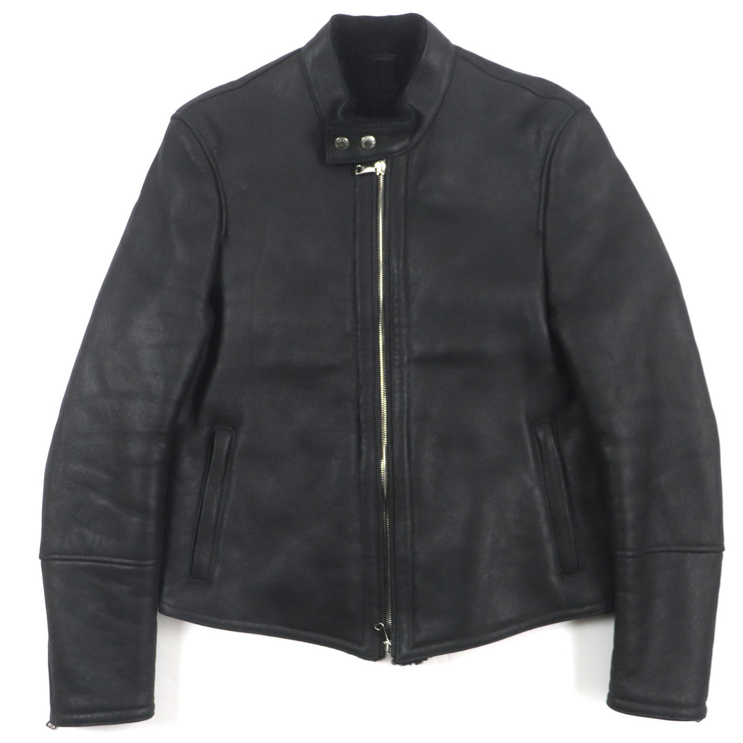 Great EMMETI Leather jacket H UOMO Akka Double Zip Single black Mouton mens 46