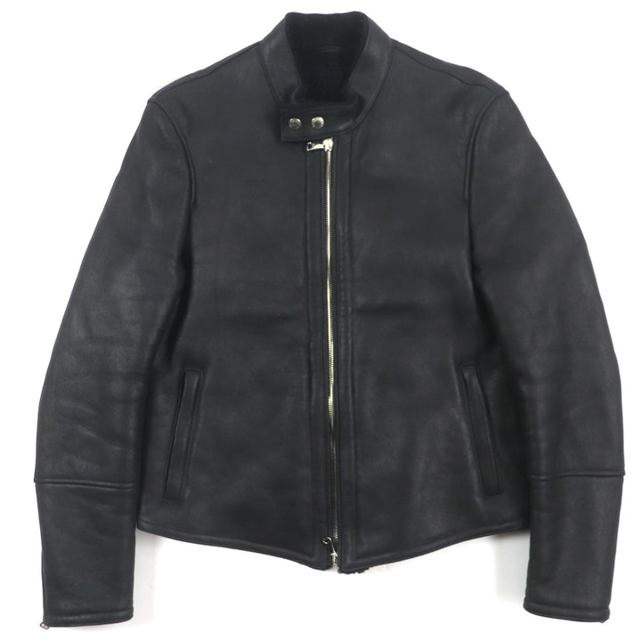 Great EMMETI Leather jacket H UOMO Akka Double Zip Single black Mouton mens 46