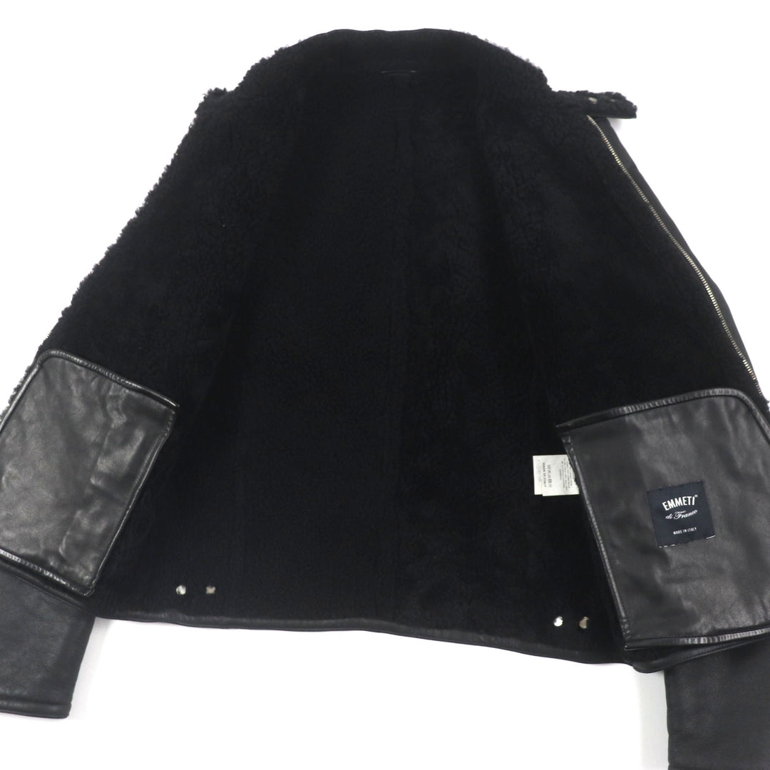 Great EMMETI Leather jacket H UOMO Akka Double Zip Single black Mouton mens 46