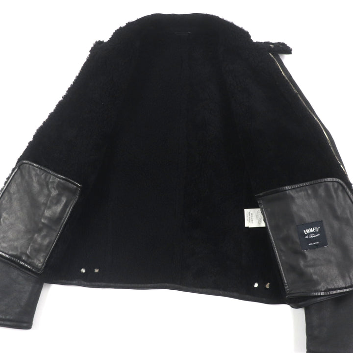 Great EMMETI Leather jacket H UOMO Akka Double Zip Single black Mouton mens 46