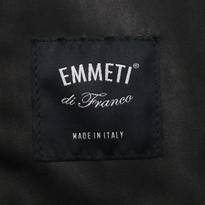 Great EMMETI Leather jacket H UOMO Akka Double Zip Single black Mouton mens 46