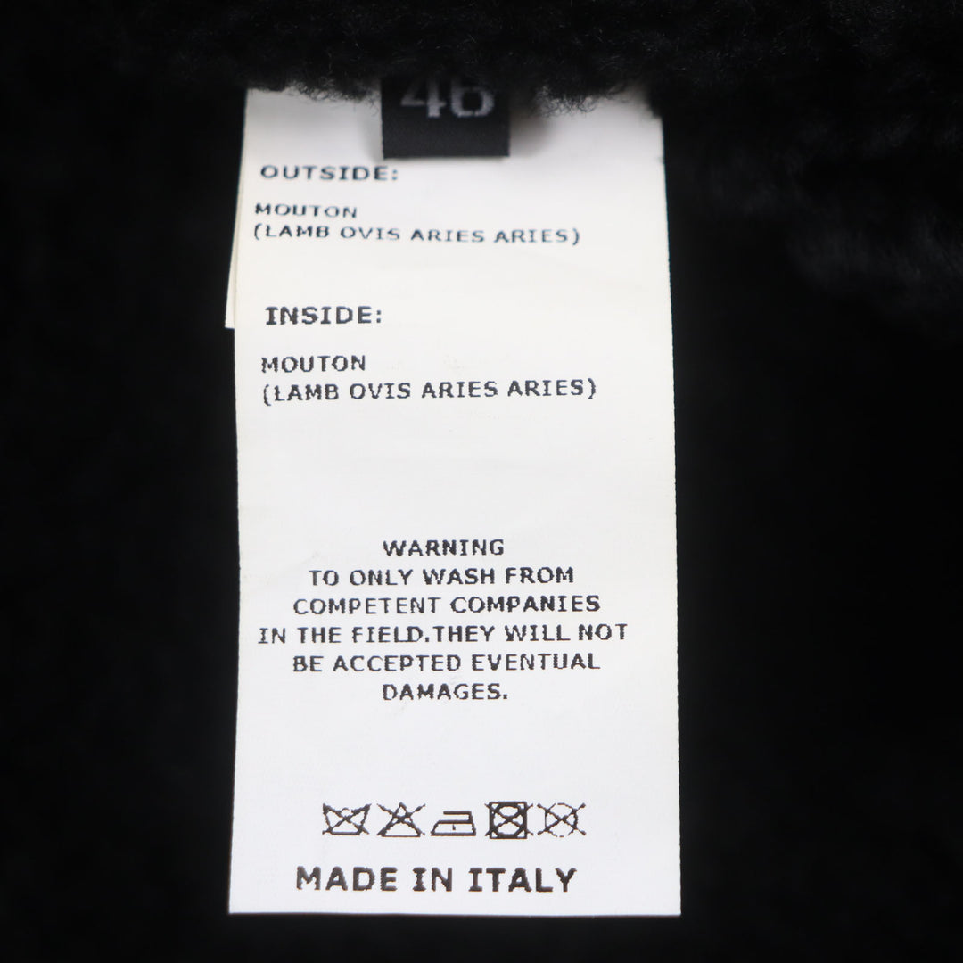 Great EMMETI Leather jacket H UOMO Akka Double Zip Single black Mouton mens 46