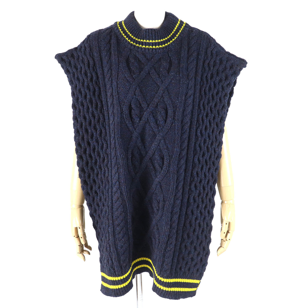 Excellent Maison Margiela 1 Best Pullover Knit Vest Navy yellow wool S51TH0038