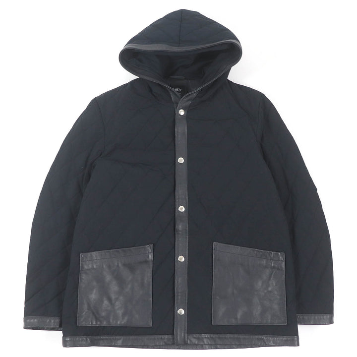 Excellent EMMETI Jacket Lamb leather piping, hooded, padded, quilted Sheep leather 48