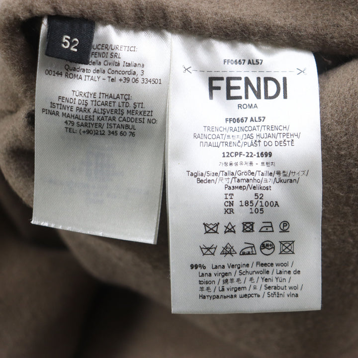 Excellent FENDI trench coat Zucca Pattern Oversized Reversible mens 52 FF0667 AL57
