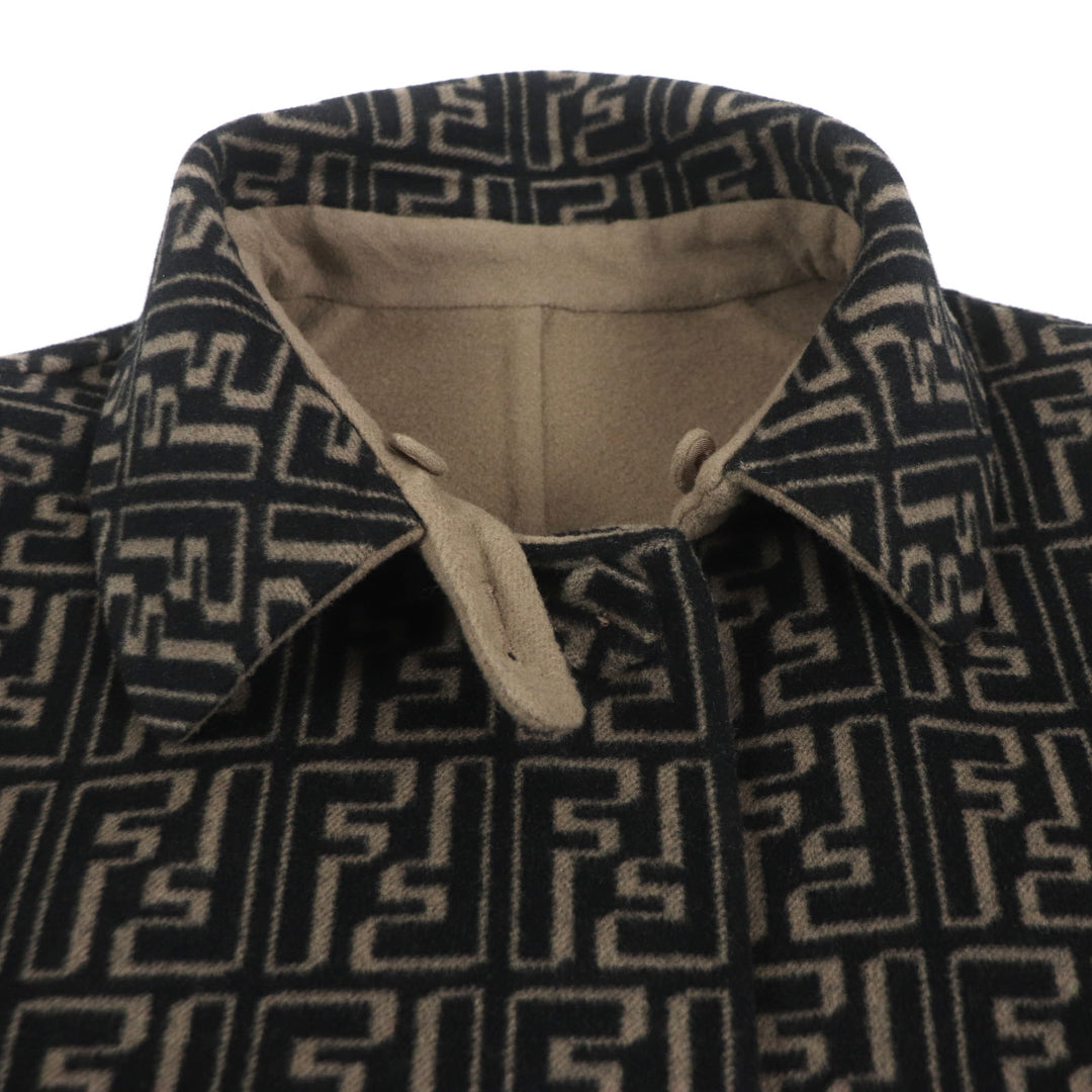 Excellent FENDI trench coat Zucca Pattern Oversized Reversible mens 52 FF0667 AL57