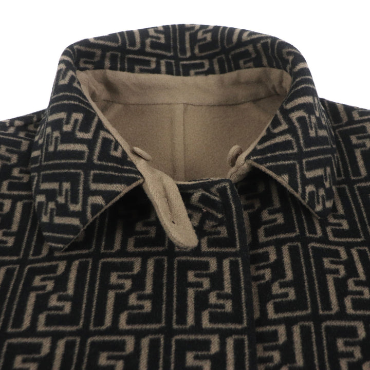 Excellent FENDI trench coat Zucca Pattern Oversized Reversible mens 52 FF0667 AL57
