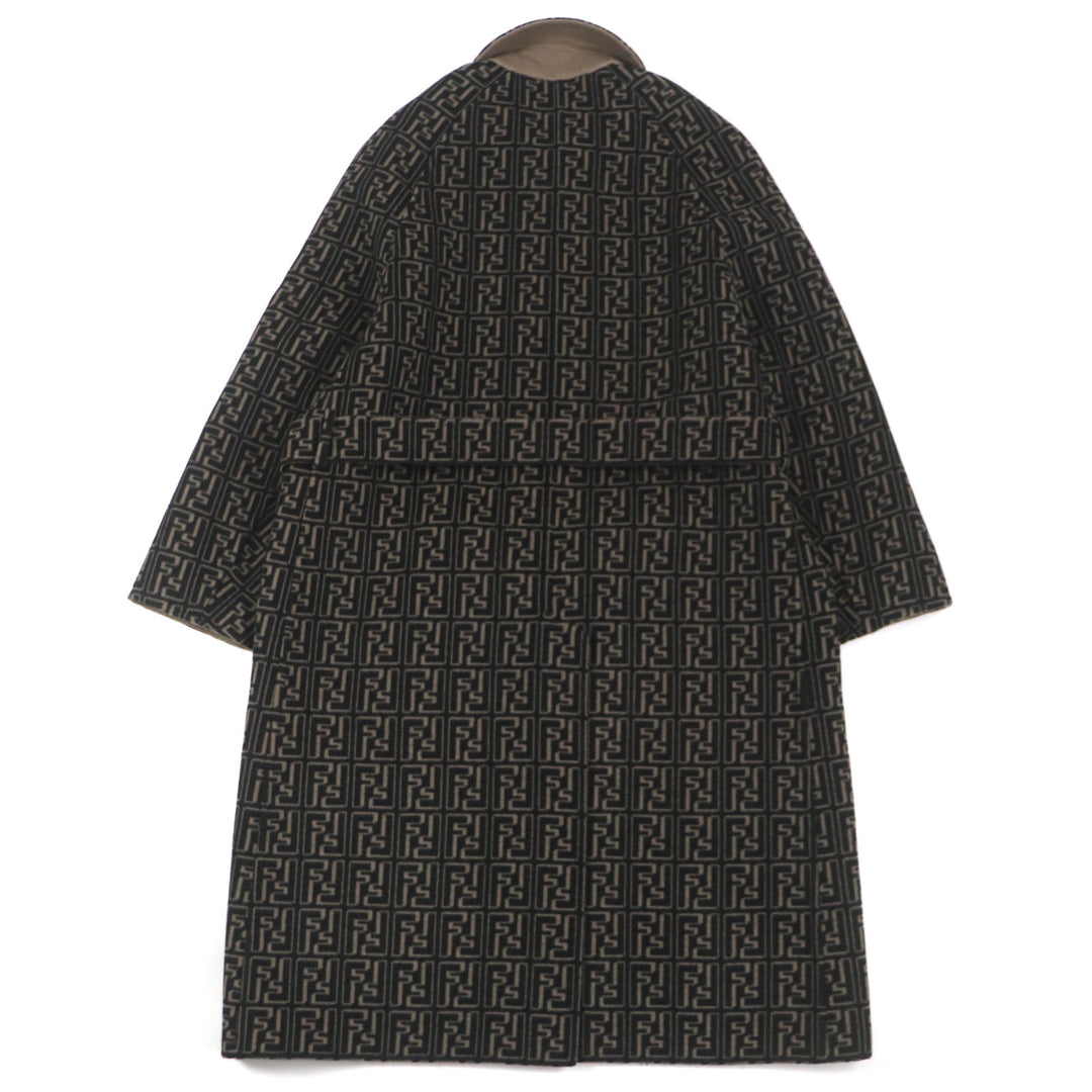 Excellent FENDI trench coat Zucca Pattern Oversized Reversible mens 52 FF0667 AL57