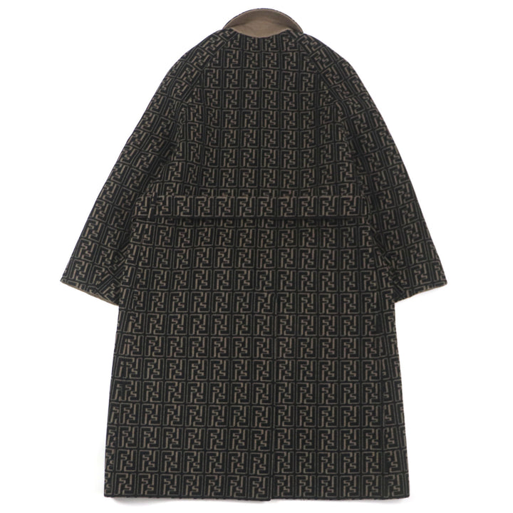 Excellent FENDI trench coat Zucca Pattern Oversized Reversible mens 52 FF0667 AL57