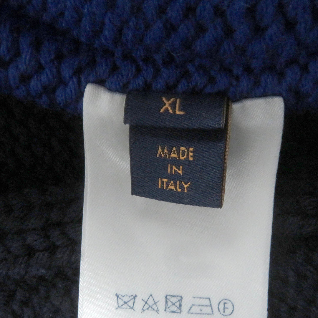 LOUIS VUITTON Jacket Virgil Abloh LV logo intarsia button knit Navy wool mens XL