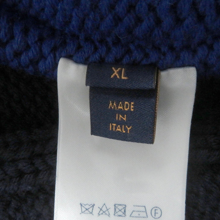 LOUIS VUITTON Jacket Virgil Abloh LV logo intarsia button knit Navy wool mens XL