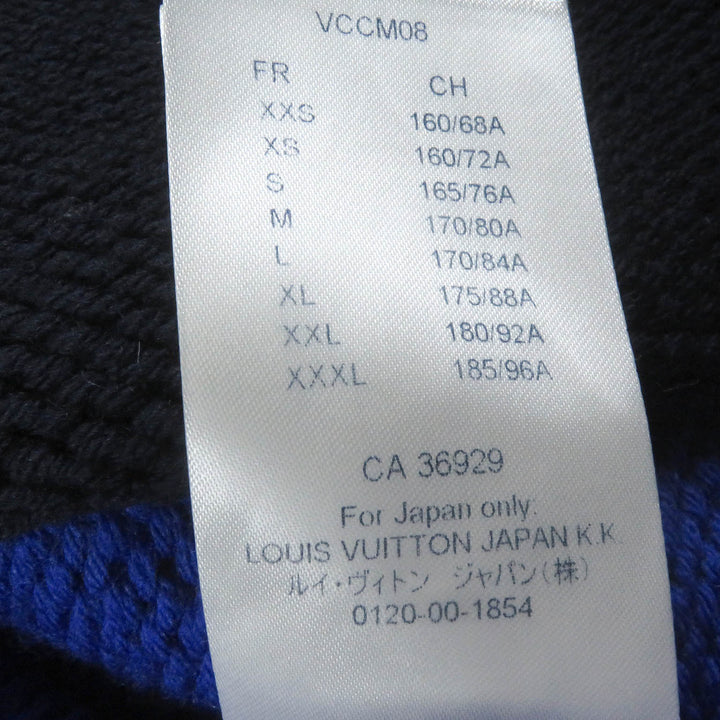 LOUIS VUITTON Jacket Virgil Abloh LV logo intarsia button knit Navy wool mens XL