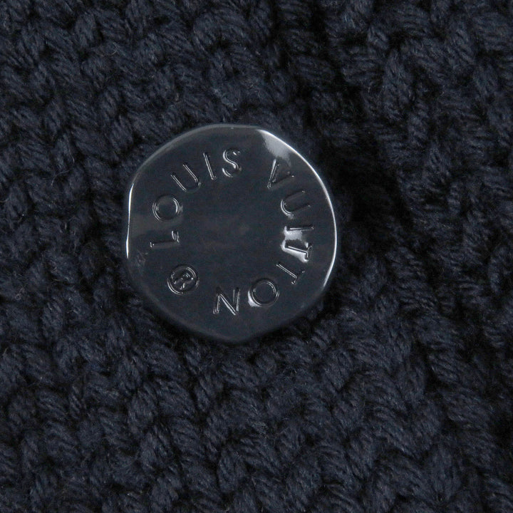 LOUIS VUITTON Jacket Virgil Abloh LV logo intarsia button knit Navy wool mens XL