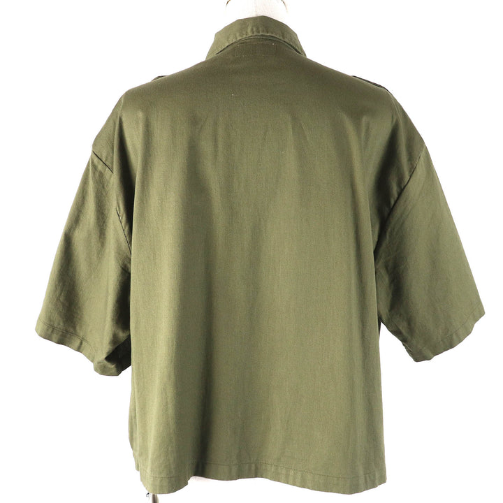 Pristine CELINE Short sleeve shirt khaki cotton Women 38 2C580106K