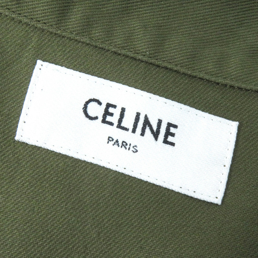 Pristine CELINE Short sleeve shirt khaki cotton Women 38 2C580106K