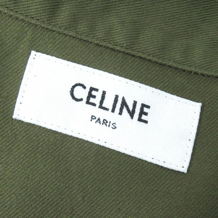 Pristine CELINE Short sleeve shirt khaki cotton Women 38 2C580106K